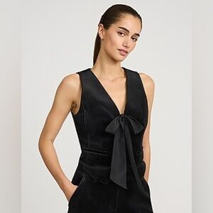 NWT Express Black Velvet Tie-Front Bow Vest Top